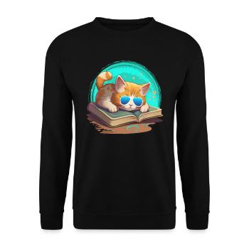 Amoureux des chats et rat de bibliothèque Amoureux du livre et - Sweat-shirt Unisexe - noir - Devant - Alina (178cm) & Michal (187cm)