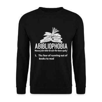 Abibliophobia Book Lovers Book Readers - Unisex Sweatshirt - black - Front - Alina (178cm) & Michal (187cm)