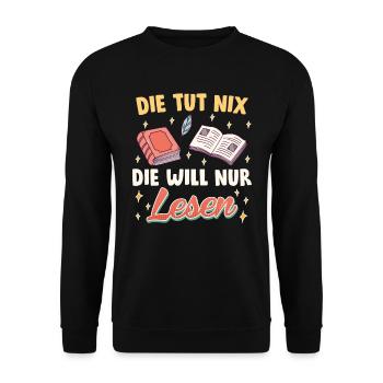 Book lover She doesn't do anything, she just wants to read Girls - Unisex Sweatshirt - black - Front - Alina (178cm) & Michal (187cm)