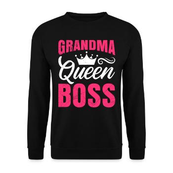 Grandma Boss Oma Chefin Großmutter Muttertag - Unisex Pullover - Schwarz - Vorne - Alina (178cm) & Michal (187cm)