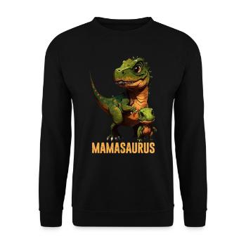Mamasaurus Muttertag Mama Dinosaurier - Unisex Pullover - Schwarz - Vorne - Alina (178cm) & Michal (187cm)