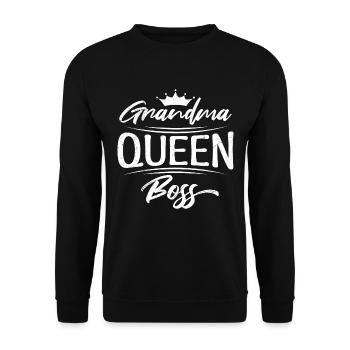 Grandma Boss Oma Chefin Großmutter Muttertag - Unisex Pullover - Schwarz - Vorne - Alina (178cm) & Michal (187cm)