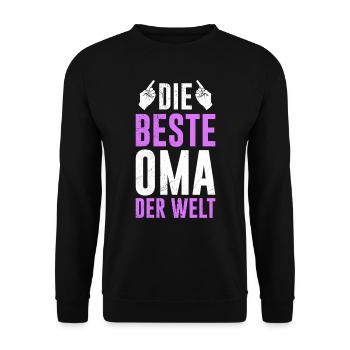 Beste Oma Muttertag weltbeste Oma Großmutter - Unisex Pullover - Schwarz - Vorne - Alina (178cm) & Michal (187cm)