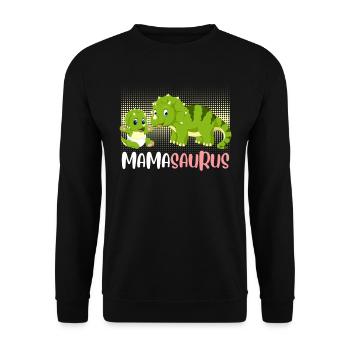 Mamasaurus Muttertag Mama Dinosaurier Mom - Unisex Pullover - Schwarz - Vorne - Alina (178cm) & Michal (187cm)