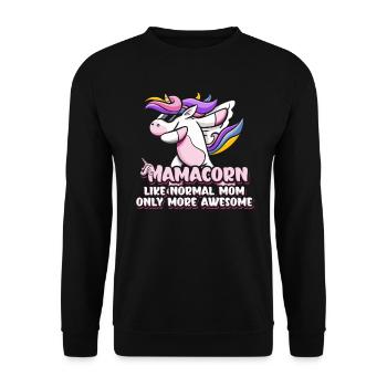Mamacorn Einhorn Muttertag Mama Cooles Einhorn - Unisex Pullover - Schwarz - Vorne - Alina (178cm) & Michal (187cm)