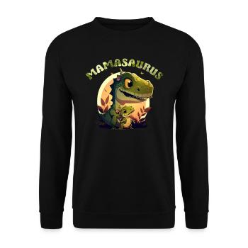 Mamasaurus Muttertag Mama Dinosaurier Mama Saurus - Unisex Pullover - Schwarz - Vorne - Alina (178cm) & Michal (187cm)