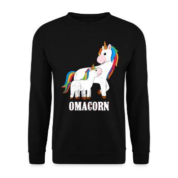 Oma Einhorn Muttertag Fans Grandma Omi - Unisex Pullover - Schwarz - Vorne - Alina (178cm) & Michal (187cm)