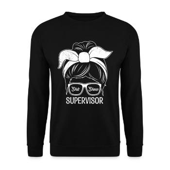 Mama Chefin Supervisor Mom Starke Mutter - Unisex Pullover - Schwarz - Vorne - Alina (178cm) & Michal (187cm)