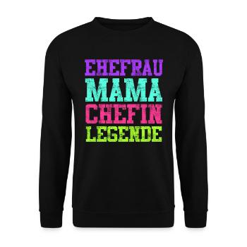 Mama Ehefrau und Chefin Muttertag Mama Boss - Unisex Pullover - Schwarz - Vorne - Alina (178cm) & Michal (187cm)
