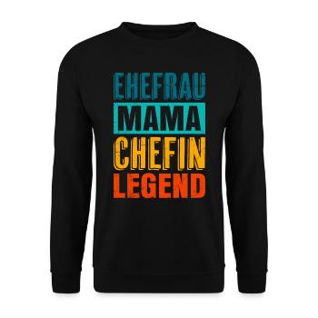 Mama Chefin Muttertag Mama Boss Supervisor - Unisex Pullover - Schwarz - Vorne - Alina (178cm) & Michal (187cm)