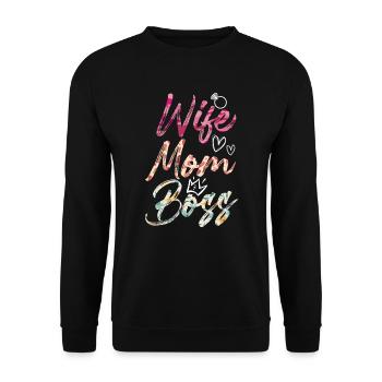 Ehefrau Mama Chefin Muttertag Supervisor - Unisex Pullover - Schwarz - Vorne - Alina (178cm) & Michal (187cm)