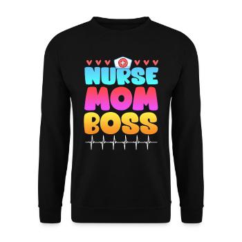 Infirmière Maman Boss Superviseure de la fête des mères - Sweat-shirt Unisexe - noir - Devant - Alina (178cm) & Michal (187cm)