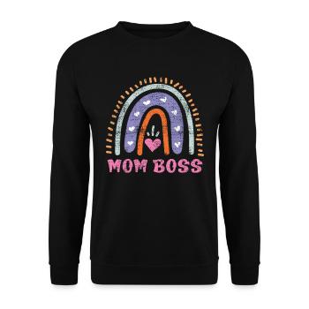 Mama Boss Muttertag starke Mama coole Mutter - Unisex Pullover - Schwarz - Vorne - Alina (178cm) & Michal (187cm)