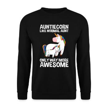 Auntie Muttertag Einhorn Fan Tanticorn Unicorn - Unisex Pullover - Schwarz - Vorne - Alina (178cm) & Michal (187cm)
