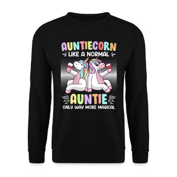 Tanticorn Einhorn Tanten Muttertag Unicorn - Unisex Pullover - Schwarz - Vorne - Alina (178cm) & Michal (187cm)