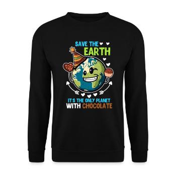 Rettet die Erde Schokoladenliebhaber Umweltschutz - Unisex Pullover - Schwarz - Vorne - Alina (178cm) & Michal (187cm)