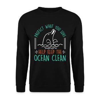 Keep it Clean Save the Ocean Artenschutz Umwelt - Unisex Pullover - Schwarz - Vorne - Alina (178cm) & Michal (187cm)