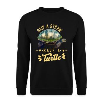 Save the turtles Environmental protection ocean - Unisex Sweatshirt - black - Front - Alina (178cm) & Michal (187cm)