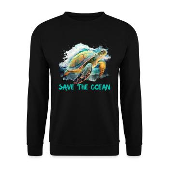 Save the turtles Environmental protection ocean - Unisex Sweatshirt - black - Front - Alina (178cm) & Michal (187cm)