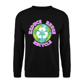 Reduce Recycle Environmental Love Environmental Protection - Unisex Sweatshirt - black - Front - Alina (178cm) & Michal (187cm)