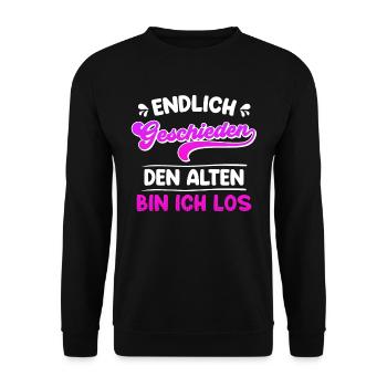 Endlich geschieden Scheidungsparty Scheidung - Unisex Pullover - Schwarz - Vorne - Alina (178cm) & Michal (187cm)
