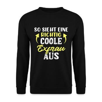 Scheidungsparty coole Ex Frau Endlich geschieden - Unisex Pullover - Schwarz - Vorne - Alina (178cm) & Michal (187cm)