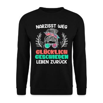 Narzisst weg Scheidungsparty Glücklich geschieden - Unisex Pullover - Schwarz - Vorne - Alina (178cm) & Michal (187cm)