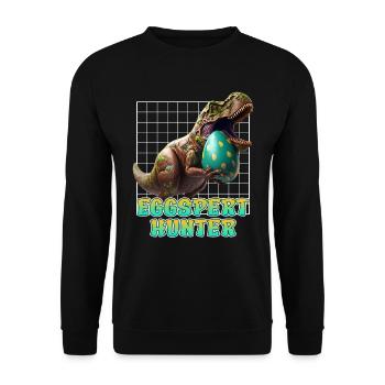 Eggspert Ostereier Suche Dinsosaurier Osterhasen - Unisex Pullover - Schwarz - Vorne - Alina (178cm) & Michal (187cm)