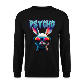 Psycho Hase Frohe Ostern Easter Bunny Cool - Unisex Pullover - Schwarz - Vorne - Alina (178cm) & Michal (187cm)