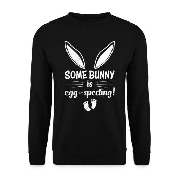 Easter Egg-Specting Baby Bunny - Unisex Sweatshirt - black - Front - Alina (178cm) & Michal (187cm)