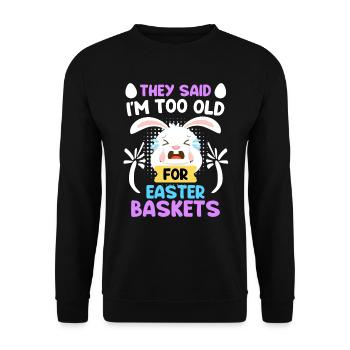 Lapin de Pâques Panier de Pâques Lapin Oeufs de Pâques - Sweat-shirt Unisexe - noir - Devant - Alina (178cm) & Michal (187cm)