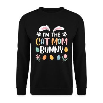 Katzenliebhaber Mama Hase Osterhasen Ostern - Unisex Pullover - Schwarz - Vorne - Alina (178cm) & Michal (187cm)