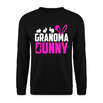 Osterhasen Oma Hase Osterfreunde Großmutter Ostern - Unisex Pullover - Schwarz - Vorne - Alina (178cm) & Michal (187cm)