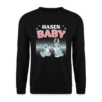 Baby Hase Osterhasen Cute Osterfreunde Kinder - Unisex Pullover - Schwarz - Vorne - Alina (178cm) & Michal (187cm)