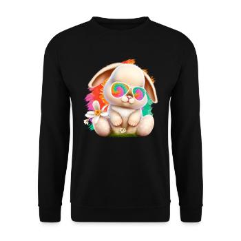 Lapin de Pâques avec lunettes Lapin mignon lapins colorés - Sweat-shirt Unisexe - noir - Devant - Alina (178cm) & Michal (187cm)