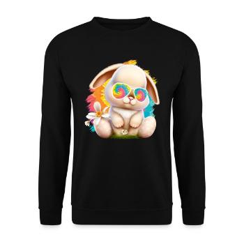 Lapin de Pâques avec lunettes Lapin mignon lapins colorés - Sweat-shirt Unisexe - noir - Devant - Alina (178cm) & Michal (187cm)