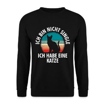 Katzen Mama Ich bin nicht Single Damen - Unisex Pullover - Schwarz - Vorne - Alina (178cm) & Michal (187cm)