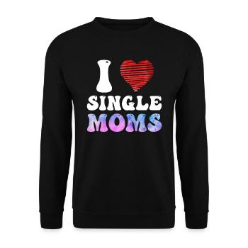 I love Single Moms Party Malle Single Men - Unisex Sweatshirt - black - Front - Alina (178cm) & Michal (187cm)