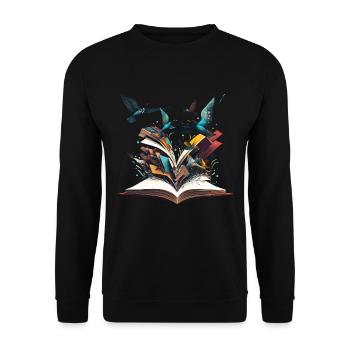 Book lover reading makes bookworm books strong - Unisex Sweatshirt - black - Front - Alina (178cm) & Michal (187cm)
