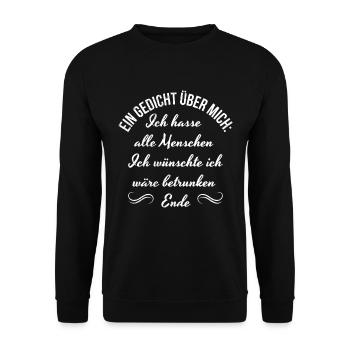 Poesie Ein Gedicht über mich Poeten Lyrik - Unisex Pullover - Schwarz - Vorne - Alina (178cm) & Michal (187cm)