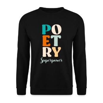 Poesie ist Therapie Gedichte Poeten Bücherliebe - Unisex Pullover - Schwarz - Vorne - Alina (178cm) & Michal (187cm)
