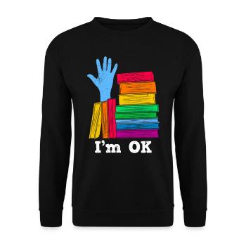 Buchlieberhaber Je suis OK avec les livres Amoureux des livres - Sweat-shirt Unisexe - noir - Devant - Alina (178cm) & Michal (187cm)