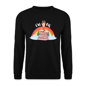 Book lovers I ́m Ok with Books Lesefreunde - Unisex Sweatshirt - black - Front - Alina (178cm) & Michal (187cm)