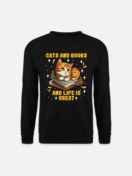 Cats and Books Cat Lovers Book lover - Unisex Sweatshirt - black