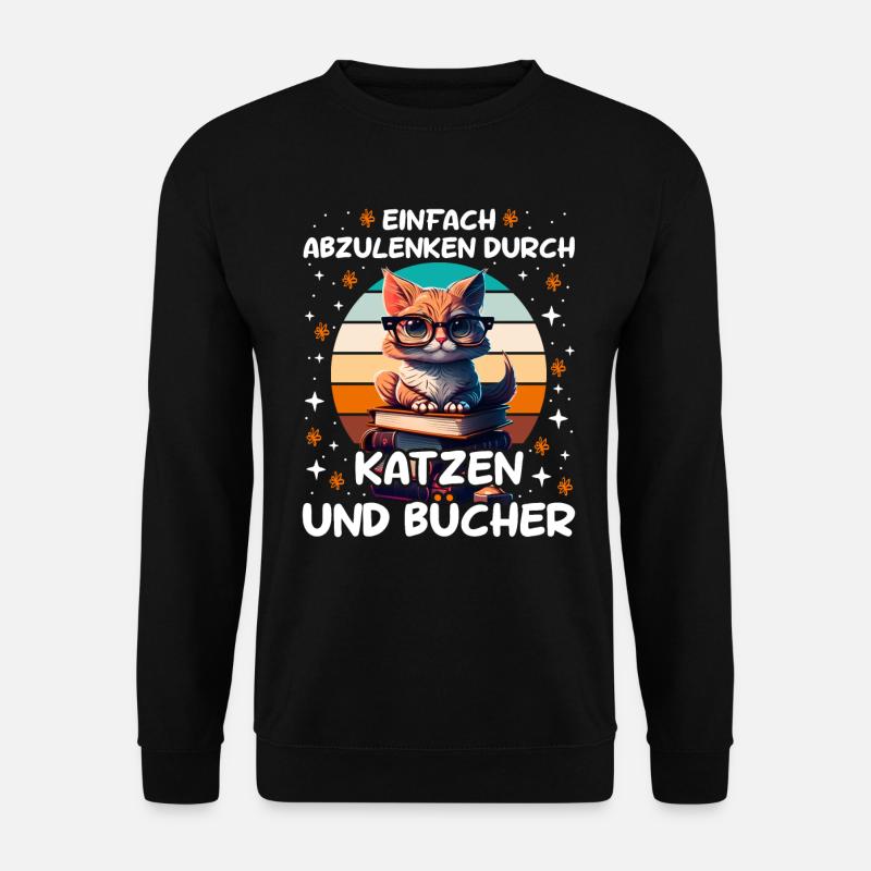 Cats and Books Katzenliebhaber Book lover - Unisex Pullover - Schwarz