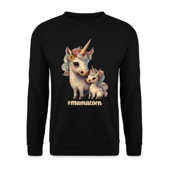 Mamacorn Muttertag Einhörner Mama Einhorn - Unisex Pullover - Schwarz - Vorne - Alina (178cm) & Michal (187cm)