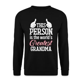 Weltbeste Oma Großmutter Super Oma Granny - Unisex Pullover - Schwarz - Vorne - Alina (178cm) & Michal (187cm)