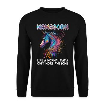 Mamacorn Einhorn Fan Muttertag Mom Unicorn - Unisex Pullover - Schwarz - Vorne - Alina (178cm) & Michal (187cm)