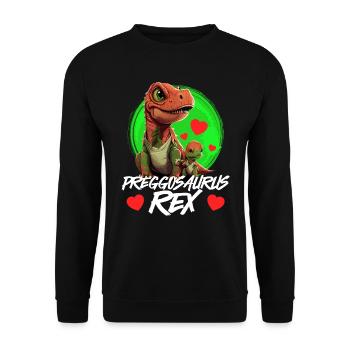 Schwangere Preggosaurus werdende Mütter Mamasaurus - Unisex Pullover - Schwarz - Vorne - Alina (178cm) & Michal (187cm)