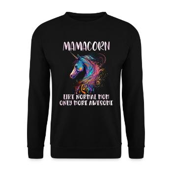 Mamacorn Einhorn Muttertag Mama Cooles Einhorn - Unisex Pullover - Schwarz - Vorne - Alina (178cm) & Michal (187cm)